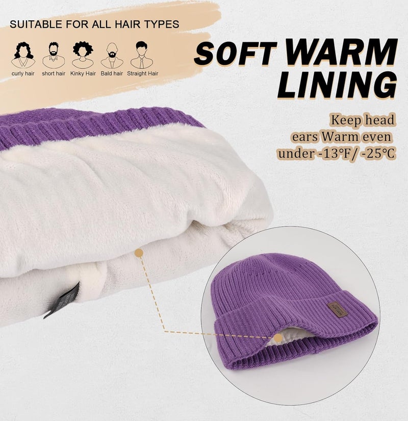 Wmcaps Warm Beanie for Men Women, Fleece Lined Beanie Warm Winter Caps Unisex Fashion Knit Cuffed Cap - Image 2